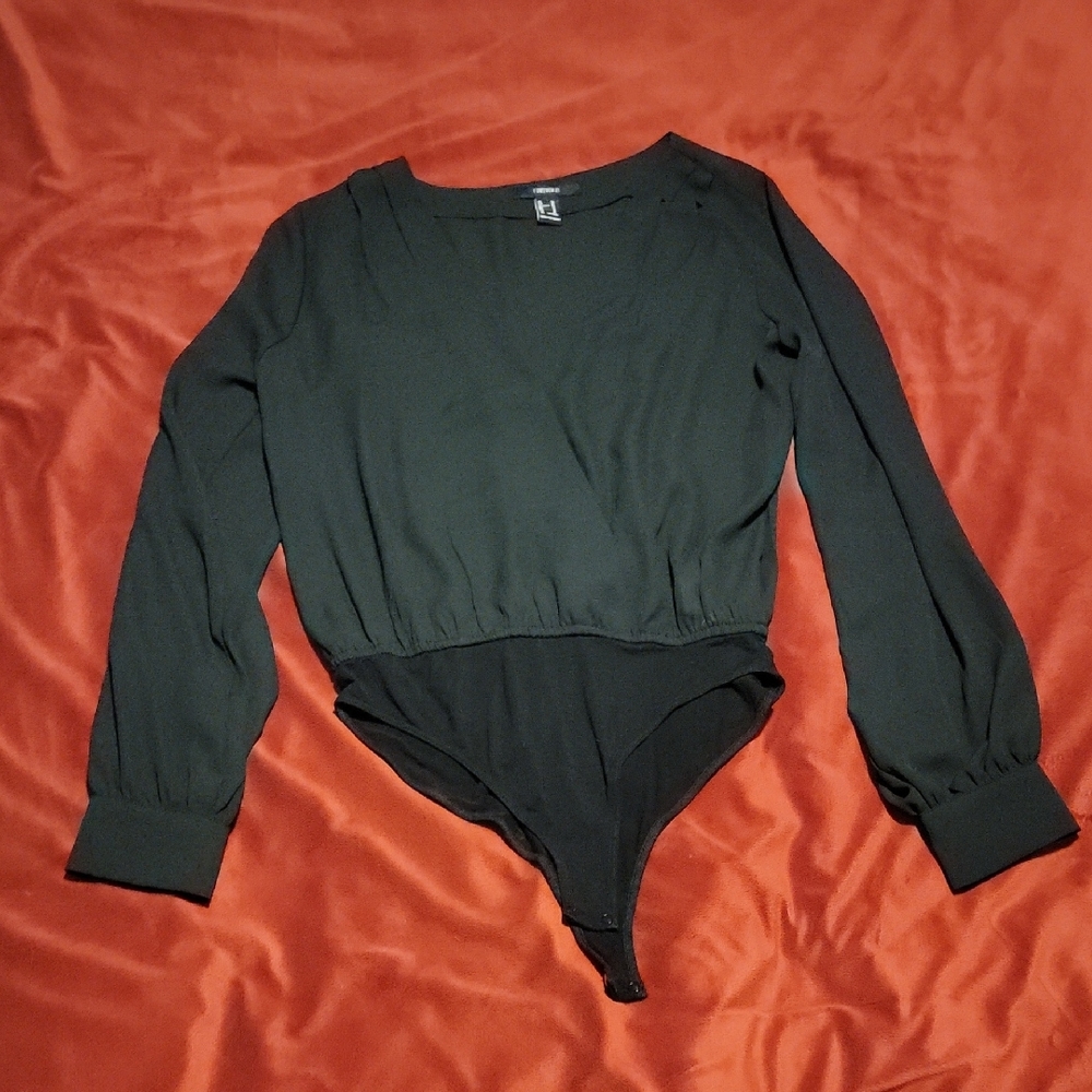 Forever 21 Medium Long Sleeve Black Bodysuit